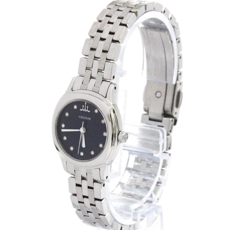 精工 Credor 系列鑽石不鏽鋼石英女士腕錶 GSAS953(4J81-0AS0) 拋光-1