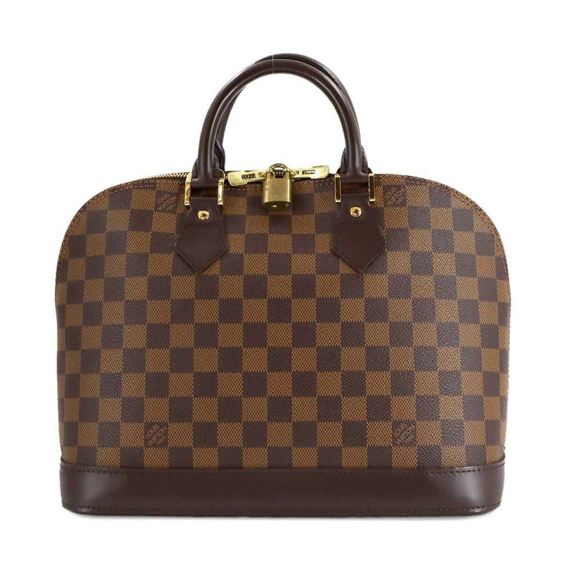 路易威登 Damier Alma PM 手提包，Ebene 皮革，N51131，棕色，金色五金配件-0