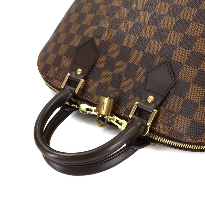 路易威登 Damier Alma PM 手提包，Ebene 皮革，N51131，棕色，金色五金配件-5