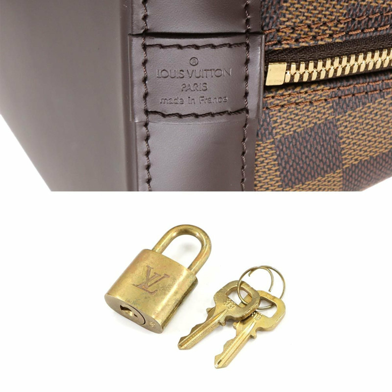 路易威登 Damier Alma PM 手提包，Ebene 皮革，N51131，棕色，金色五金配件-8