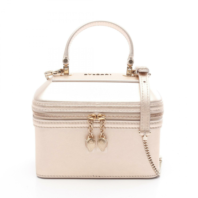 寶格麗 Serpenti 珠寶盒肩手提包，金色皮革，二手女士斜背包-0