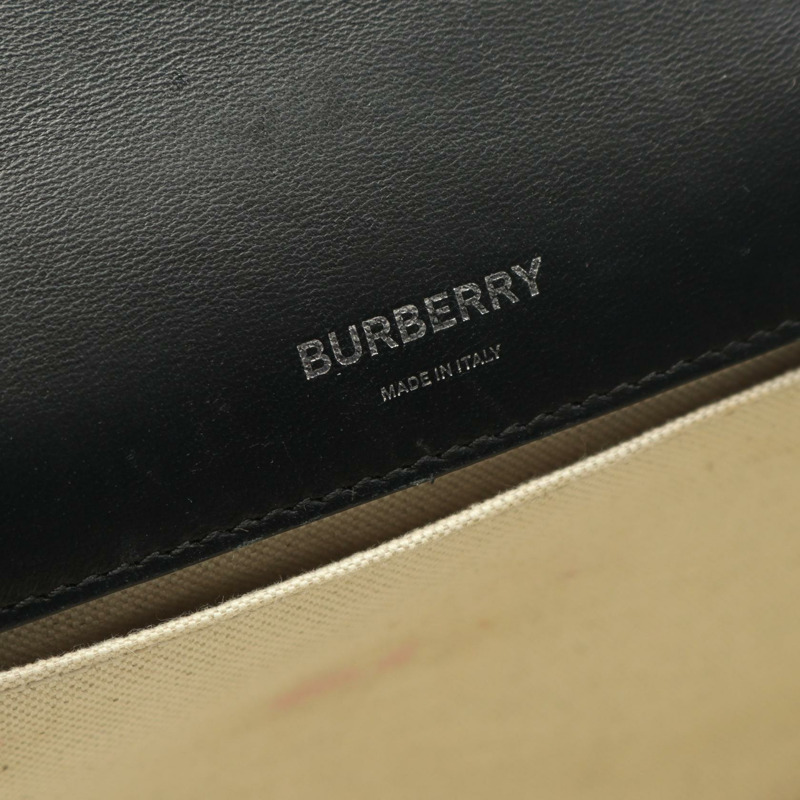 BURBERRY 鏈條肩背包 帆布皮革 黑色 二手 女士 SHW-3