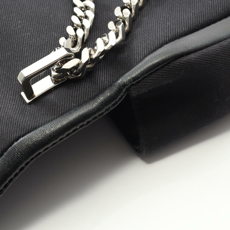 BURBERRY 鏈條肩背包 帆布皮革 黑色 二手 女士 SHW-7