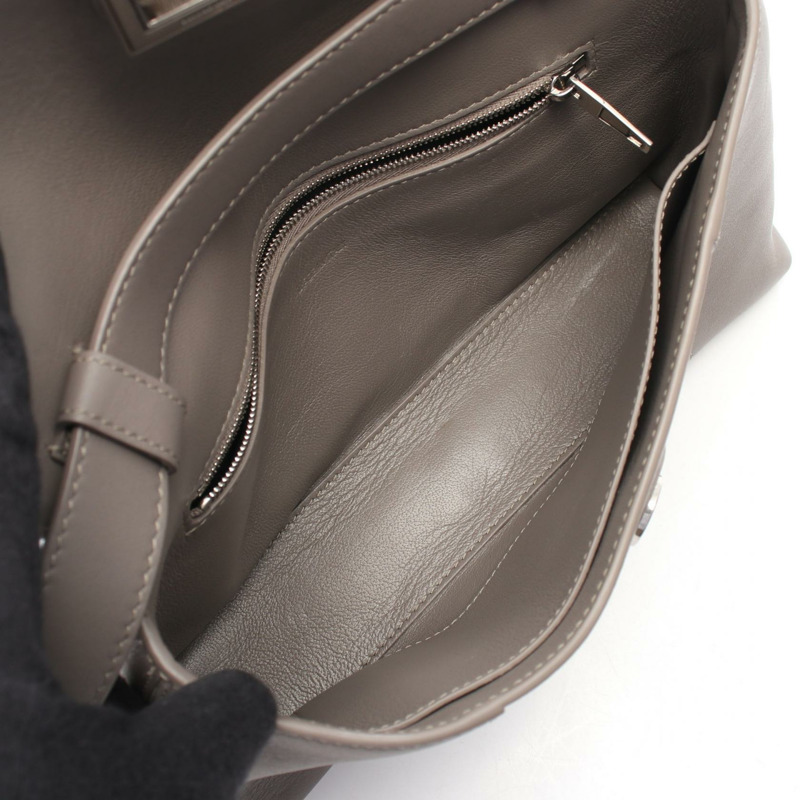 巴黎世家 Downtown XS 單肩斜背包 671355 皮革 灰色 二手 女士-2