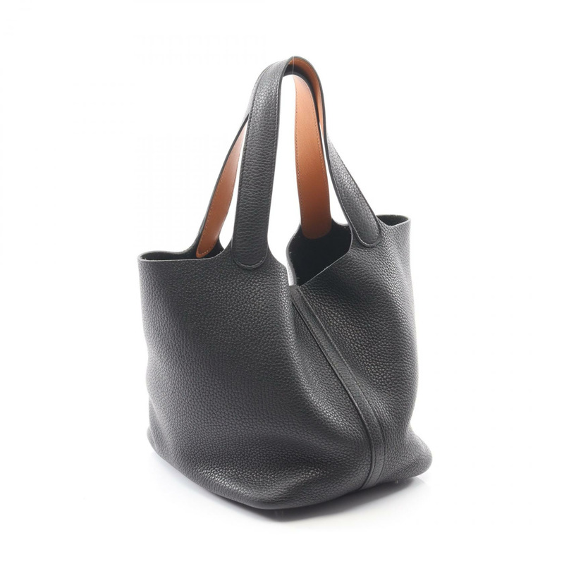 愛馬仕 Picotin Lock MM Eclat 手提包，Clemence Swift 皮革，黑色，二手。-1