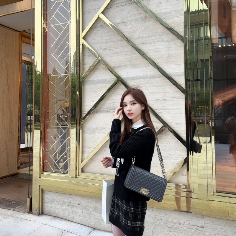 CHANEL Boy25 粒面牛皮口蓋包 - 黑銀29開-8