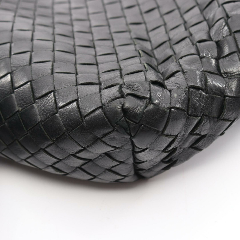 BOTTEGA VENETA Intrecciato 編織肩挎斜背包，黑色皮革，二手，男女通用-6