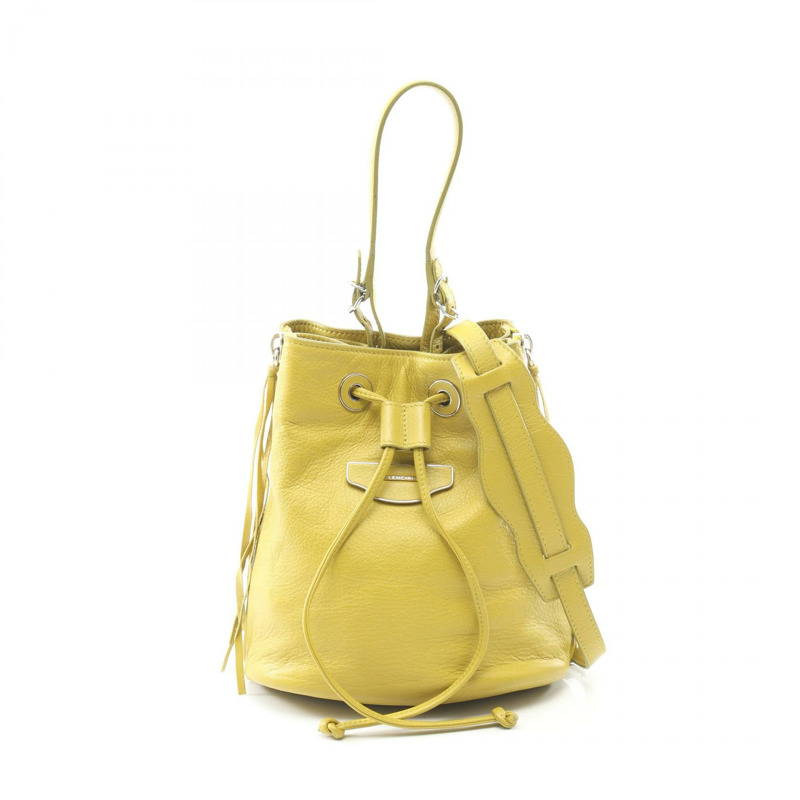 BALENCIAGA 紙盤水桶斜背包 391514 皮革 黃色 二手-0