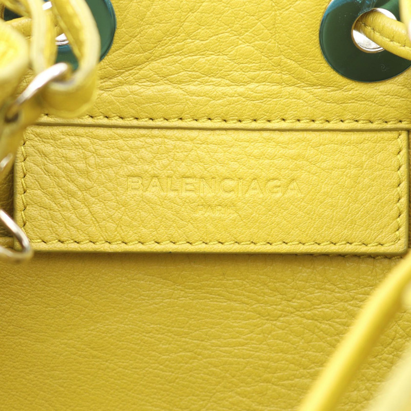 BALENCIAGA 紙盤水桶斜背包 391514 皮革 黃色 二手-3