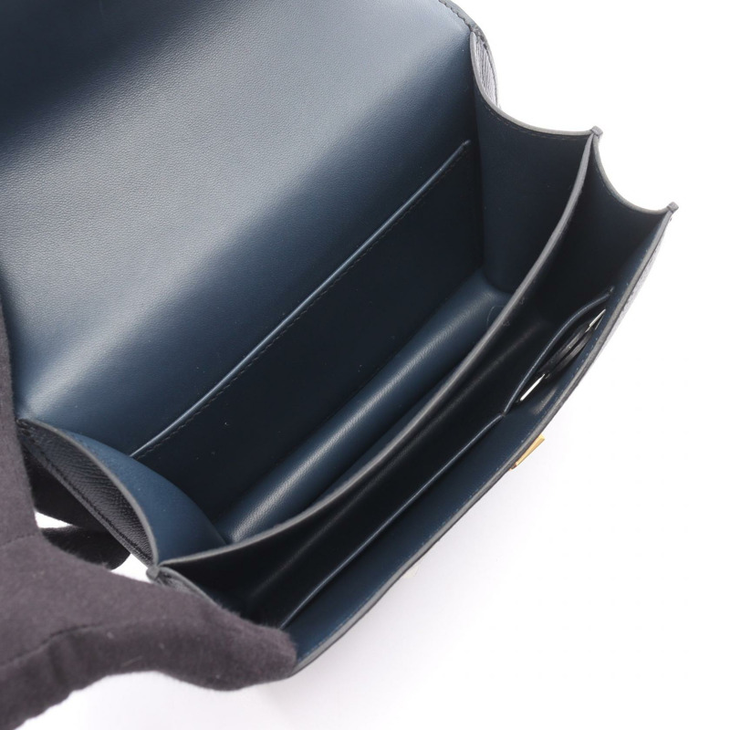 愛馬仕 Constance 3 迷你肩背包 B 款 Epsom 藍靛色 二手 女士 金色五金-2