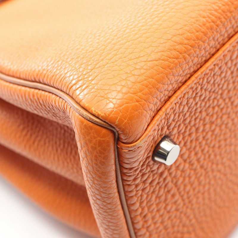 愛馬仕 Kelly 35 手提包，Togo 皮革，Potiron 橙色，金色棕色，SHW，二手，女士款-8