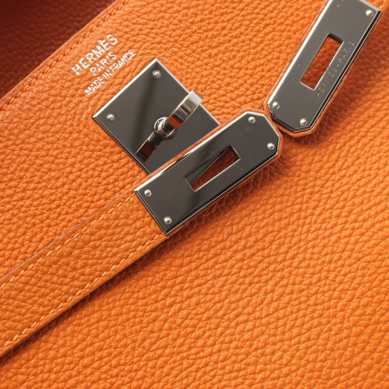 愛馬仕 Kelly 35 手提包，Togo 皮革，Potiron 橙色，金色棕色，SHW，二手，女士款-11
