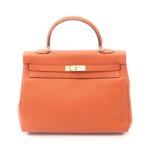 HERMES Kelly 35 Shoudler 手提包 X Togo 皮革 Orange Terre battue GHW 二手