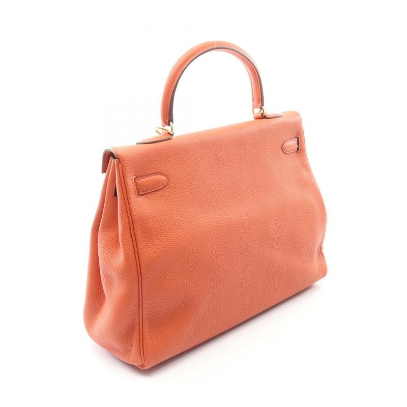 HERMES Kelly 35 Shoudler 手提包 X Togo 皮革 Orange Terre battue GHW 二手-1