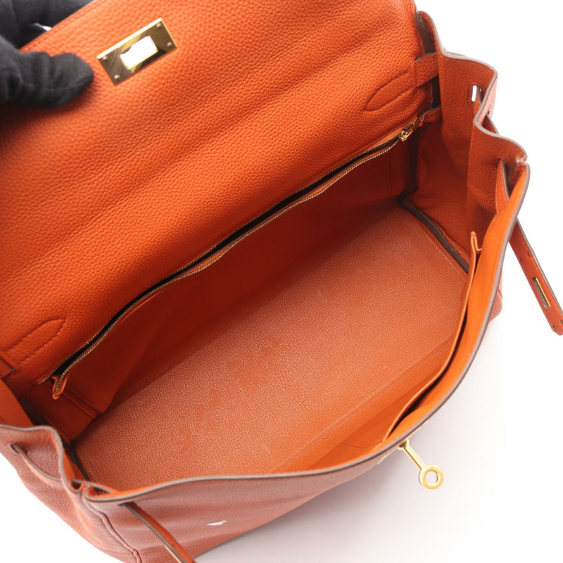 HERMES Kelly 35 Shoudler 手提包 X Togo 皮革 Orange Terre battue GHW 二手-2