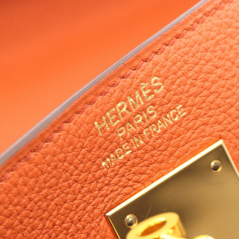 HERMES Kelly 35 Shoudler 手提包 X Togo 皮革 Orange Terre battue GHW 二手-3