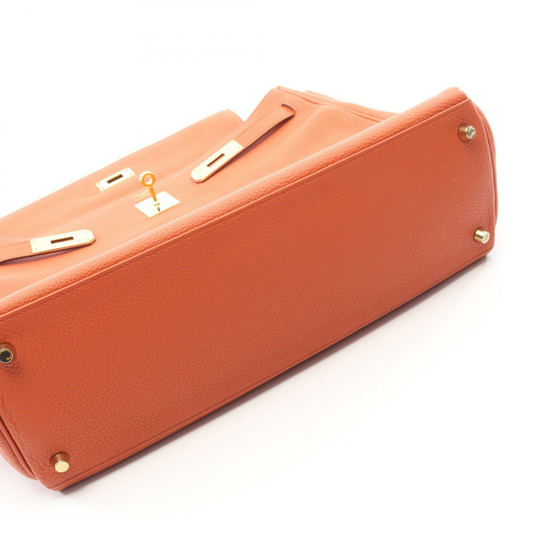HERMES Kelly 35 Shoudler 手提包 X Togo 皮革 Orange Terre battue GHW 二手-9