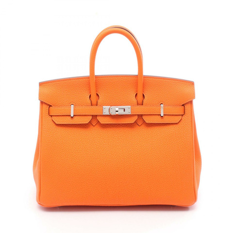 愛馬仕 Birkin 25 手提包 B Togo 皮革 橙色 minyan 二手 女士 SHW