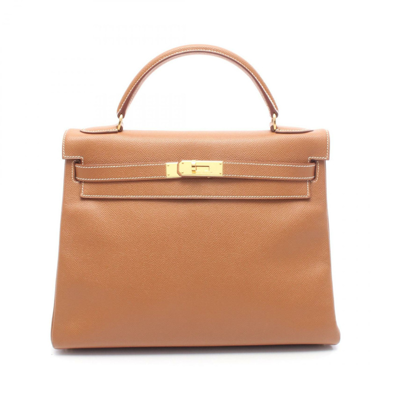 愛馬仕 Kelly 32 單肩手提包，C 粒面 Couchevel 皮革，金色五金，二手-0