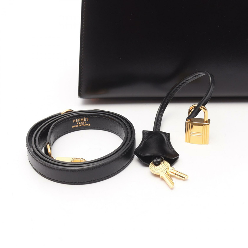 愛馬仕 Kelly 28 單肩手提包 Z 001848CC Box 小牛皮 黑色 GHW 二手-5