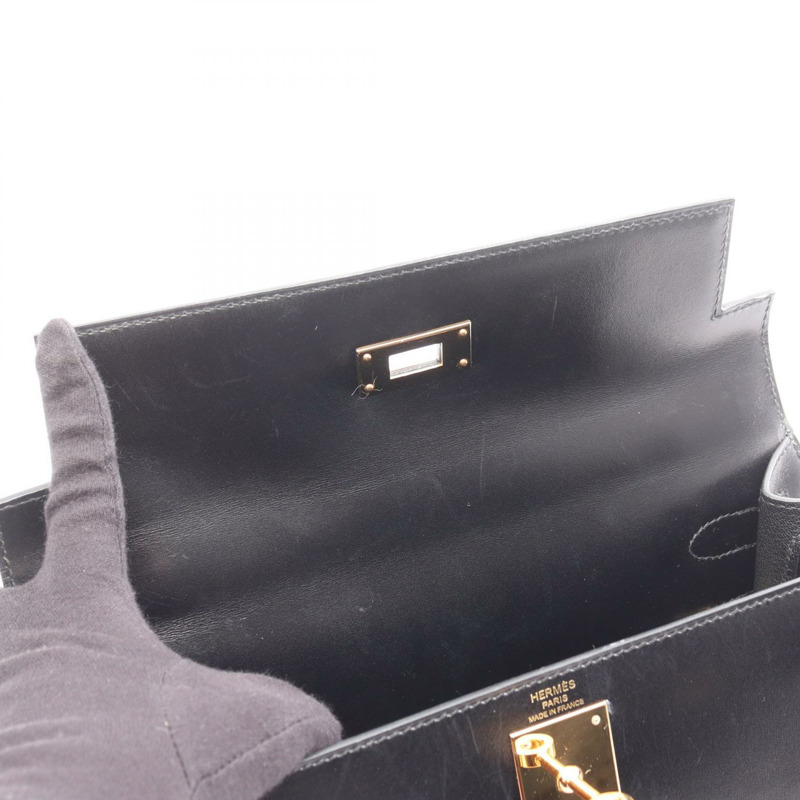 愛馬仕 Kelly 28 單肩手提包 Z 001848CC Box 小牛皮 黑色 GHW 二手-6