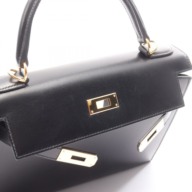 愛馬仕 Kelly 28 單肩手提包 Z 001848CC Box 小牛皮 黑色 GHW 二手-8