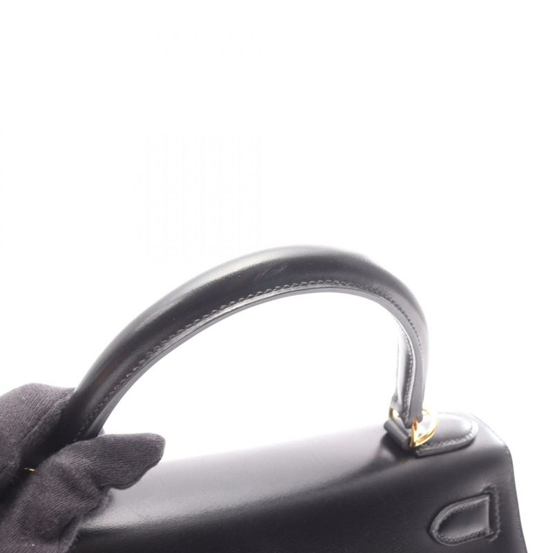 愛馬仕 Kelly 28 單肩手提包 Z 001848CC Box 小牛皮 黑色 GHW 二手-9