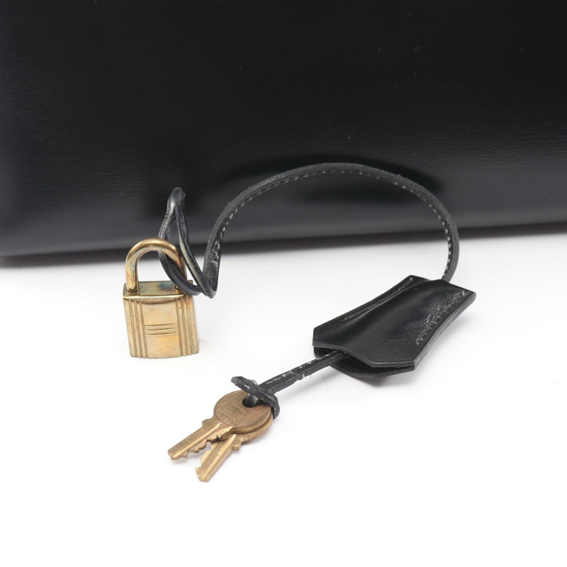 愛馬仕 Kelly 28 手提包 001848CC Box 小牛皮 黑色 二手 金色五金 M 碼 無肩帶-5