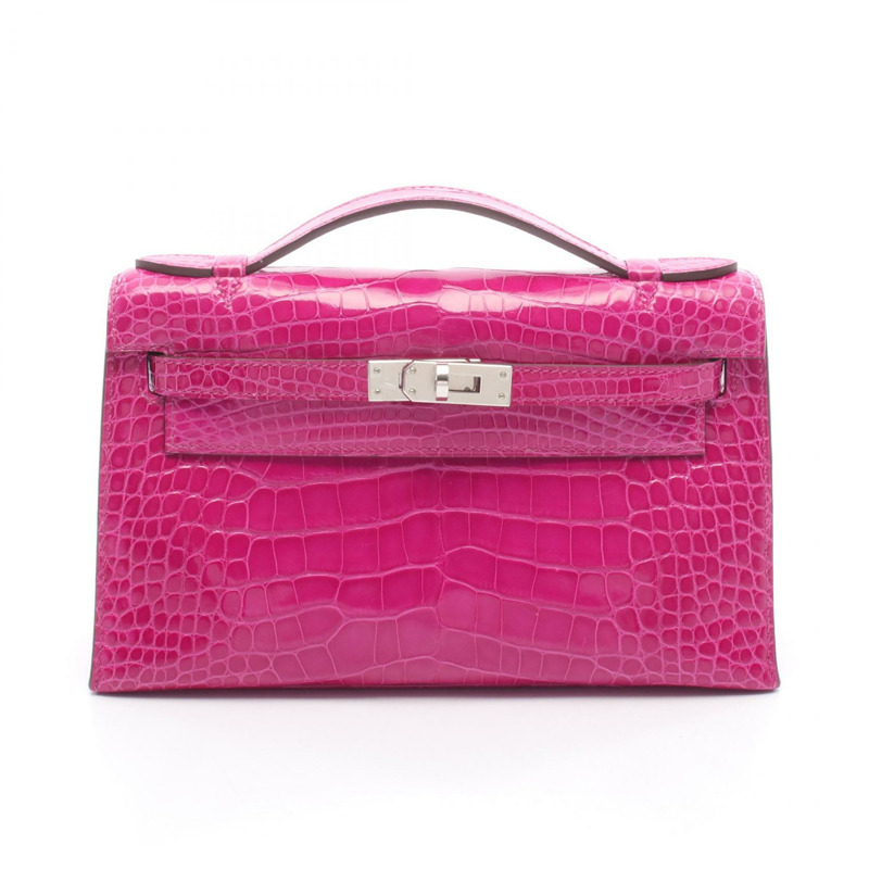 愛馬仕 Kelly Mini Pochette Rose Scheherazade 手提包 053062CK 鱷魚皮 Lycee 粉紅色 二手 女士-0