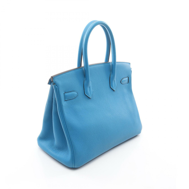 HERMES Birkin 30 Verso 手提包 A Togo 皮革 藍色桑給巴爾孔雀石 二手 SHW-1
