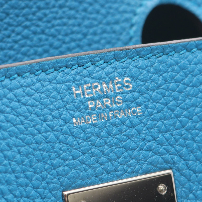 HERMES Birkin 30 Verso 手提包 A Togo 皮革 藍色桑給巴爾孔雀石 二手 SHW-3