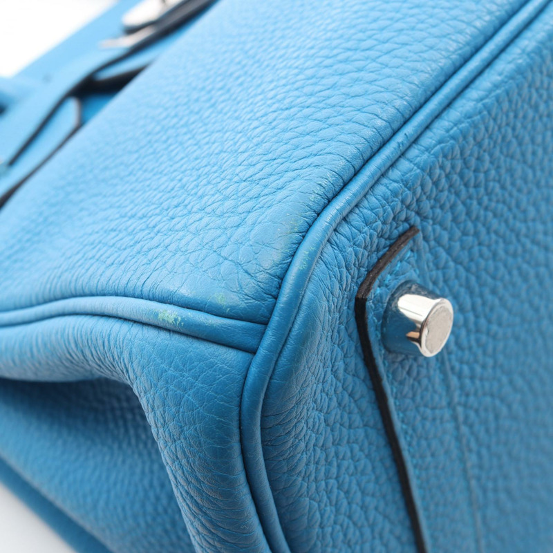 HERMES Birkin 30 Verso 手提包 A Togo 皮革 藍色桑給巴爾孔雀石 二手 SHW-5