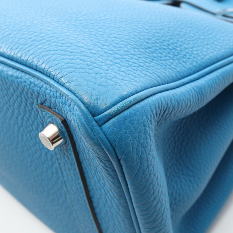 HERMES Birkin 30 Verso 手提包 A Togo 皮革 藍色桑給巴爾孔雀石 二手 SHW-6