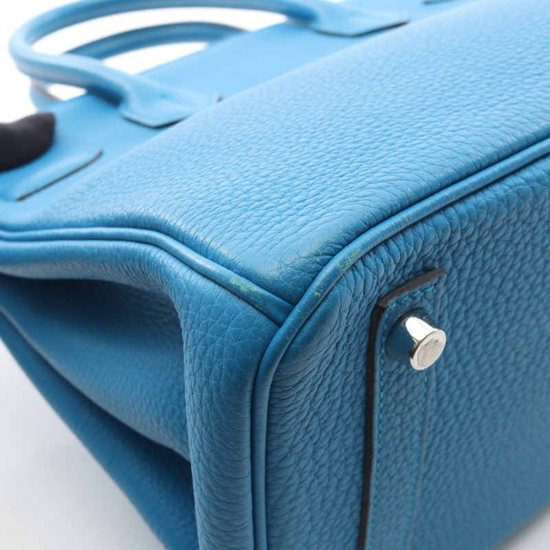 HERMES Birkin 30 Verso 手提包 A Togo 皮革 藍色桑給巴爾孔雀石 二手 SHW-7