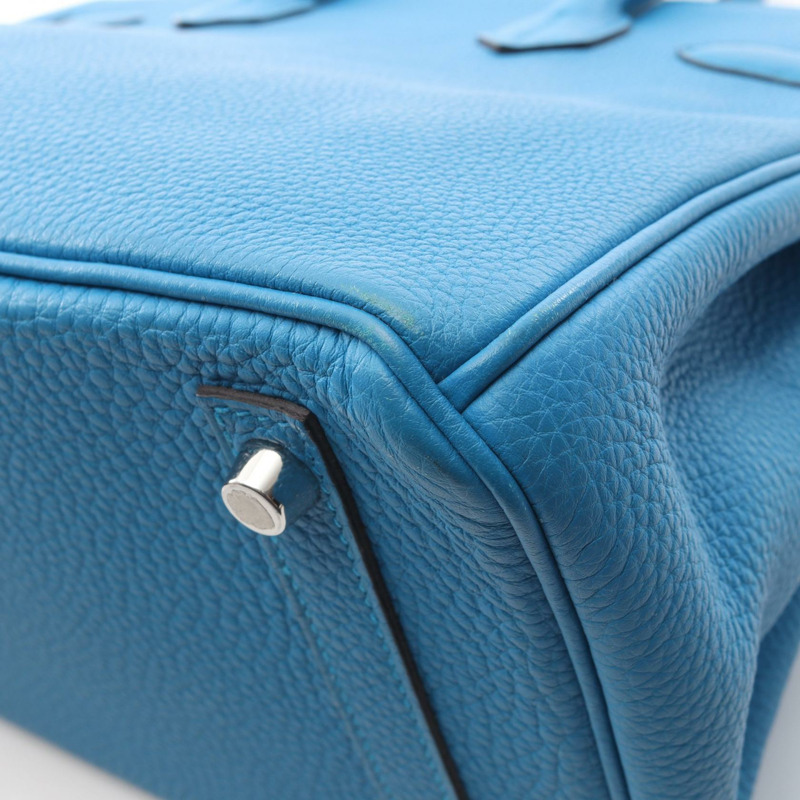 HERMES Birkin 30 Verso 手提包 A Togo 皮革 藍色桑給巴爾孔雀石 二手 SHW-8