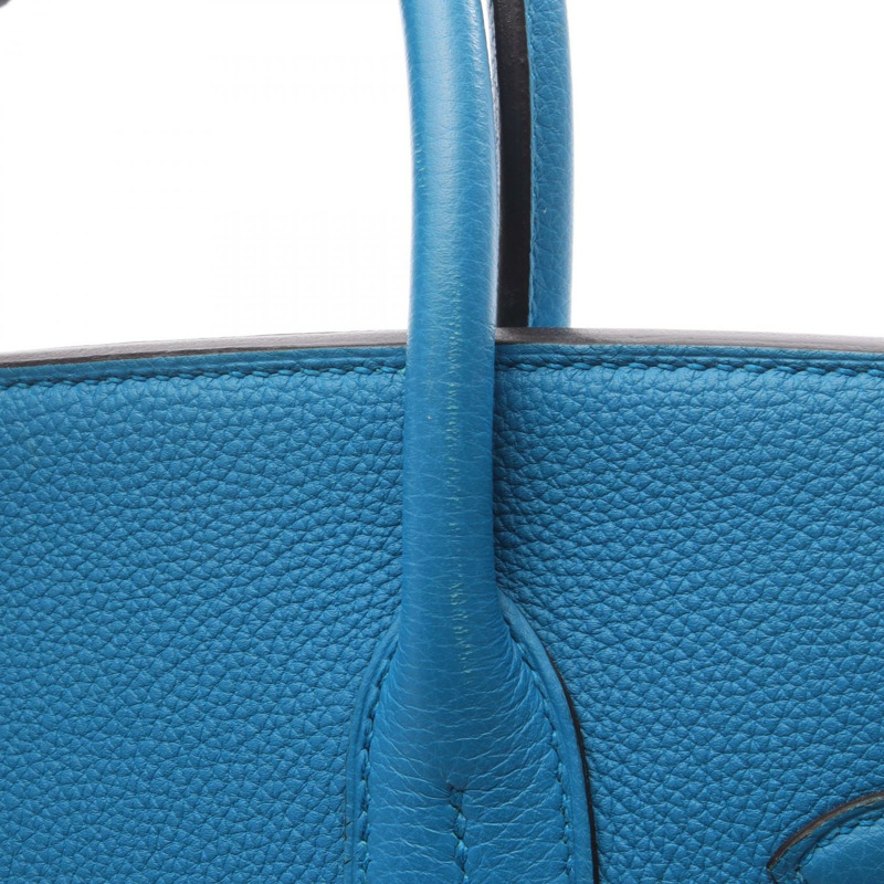 HERMES Birkin 30 Verso 手提包 A Togo 皮革 藍色桑給巴爾孔雀石 二手 SHW-11