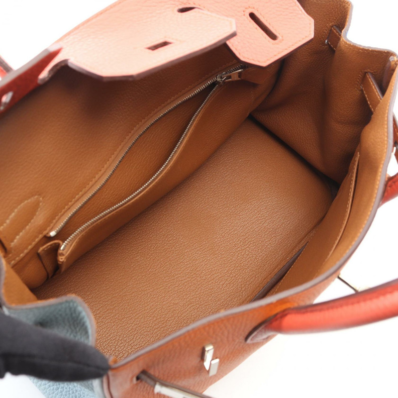 愛馬仕 Birkin 30 Arlequin 手提包，Clemence 皮革，Sanguine 米色，SHW，二手-2