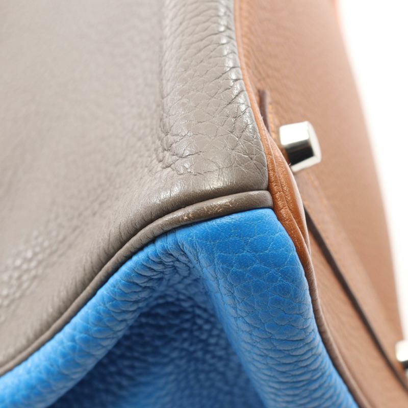 愛馬仕 Birkin 30 Arlequin 手提包，Clemence 皮革，Sanguine 米色，SHW，二手-8