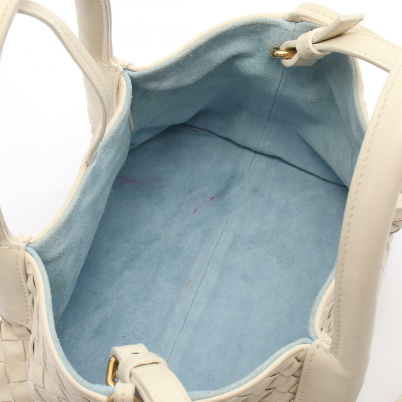 BOTTEGA VENETA 小號 Pinacoteca Intrecciato 斜背包 手提包 皮革 米色 二手-2