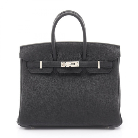 愛馬仕 Birkin 25 手提包，Togo 皮革，黑色，二手，女士，帶 SHW Z