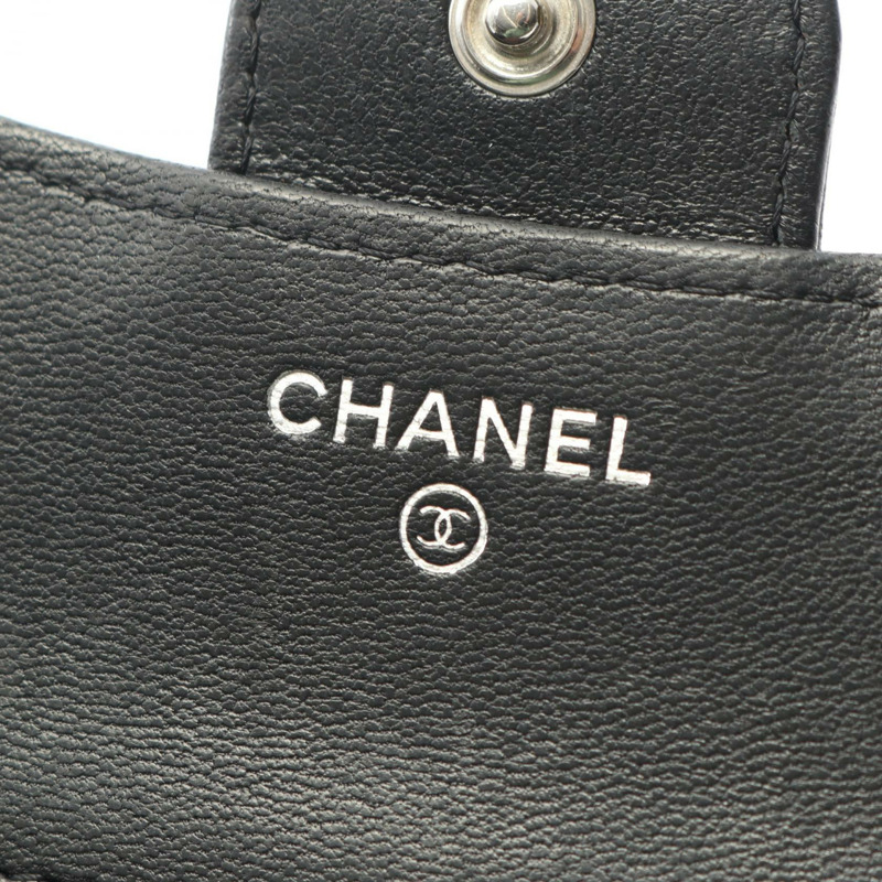 香奈兒經典三折皮夾 AP0231 羊皮 黑色 二手 金扣-4