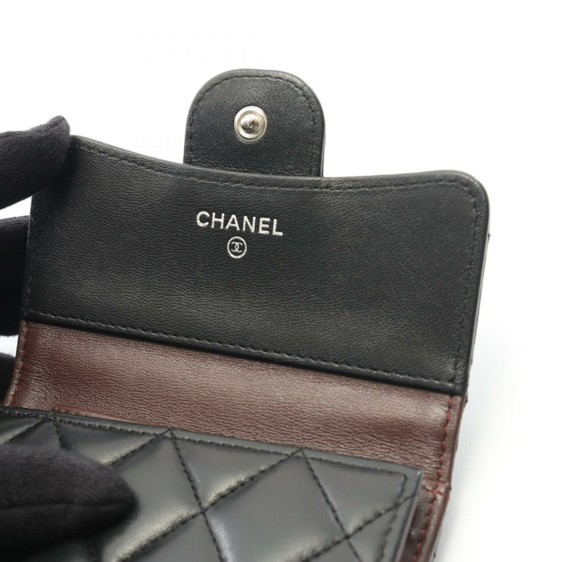 香奈兒經典三折皮夾 AP0231 羊皮 黑色 二手 金扣-10