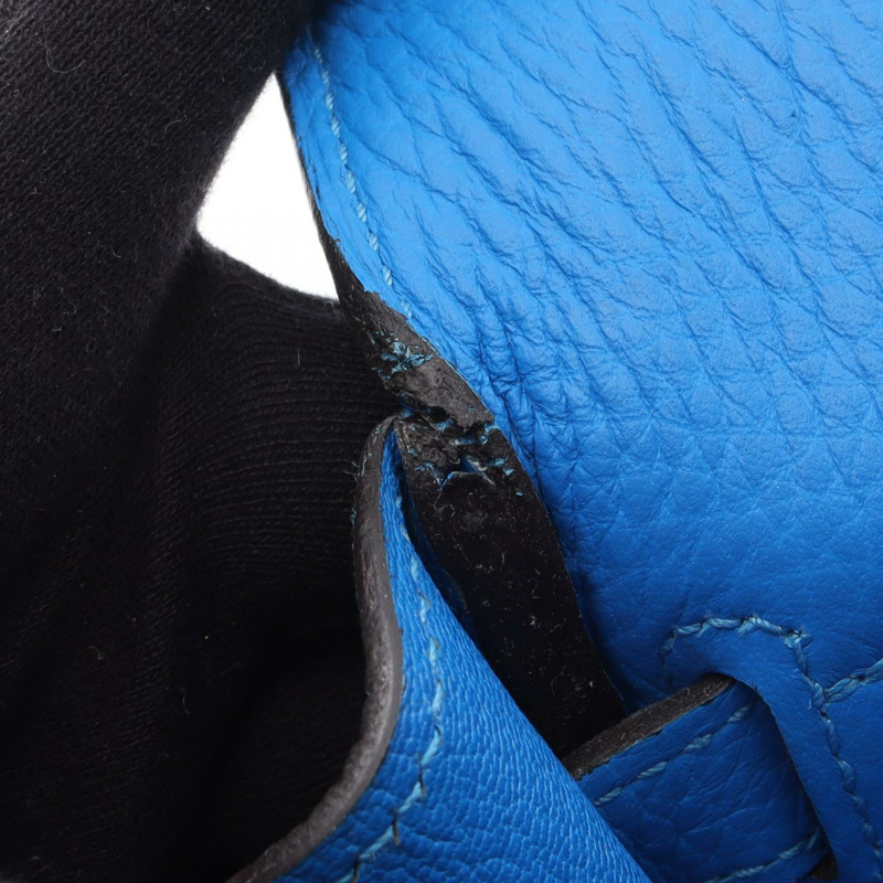 愛馬仕 Kelly 32 單肩手提包 P Taurillon Clemence 藍色水鑽 SHW 二手-6