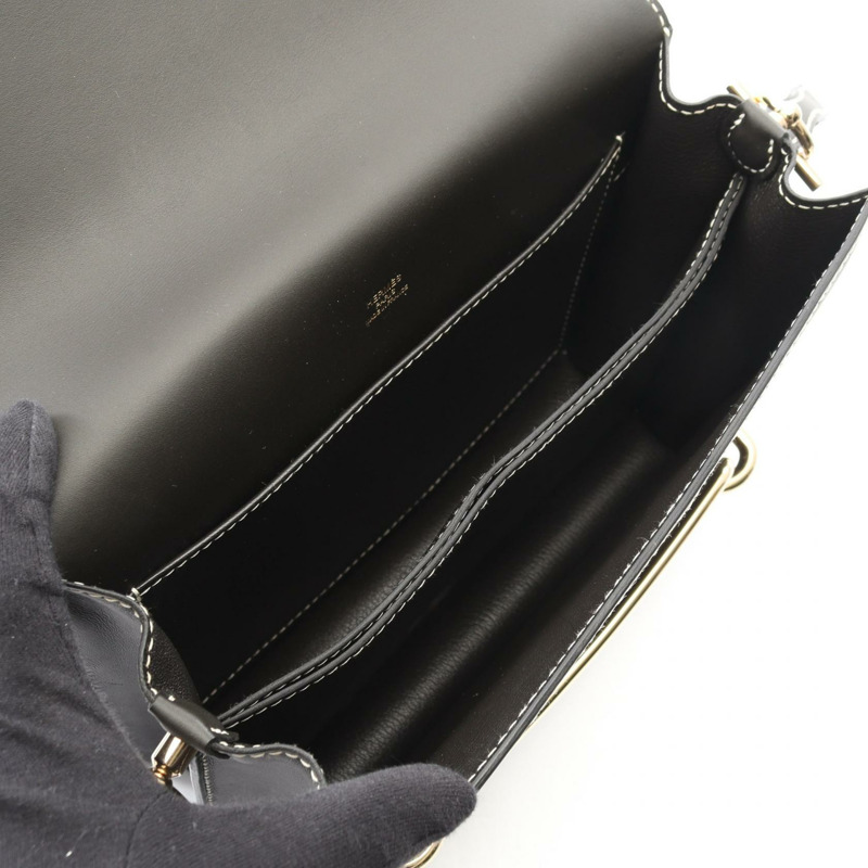 愛馬仕 Roulis 23 斜背包，T Sombrero 皮革，黑色/棕色，二手，金色五金-2