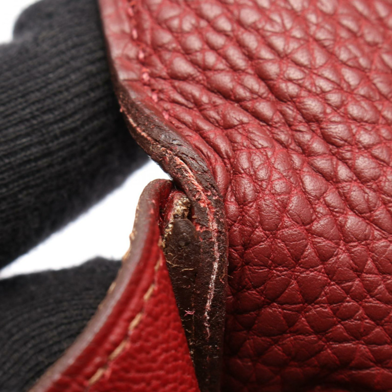 愛馬仕 Kelly 32 三色肩背包 F Taurillon Clemenc 棕色 Rouge H GHW-6
