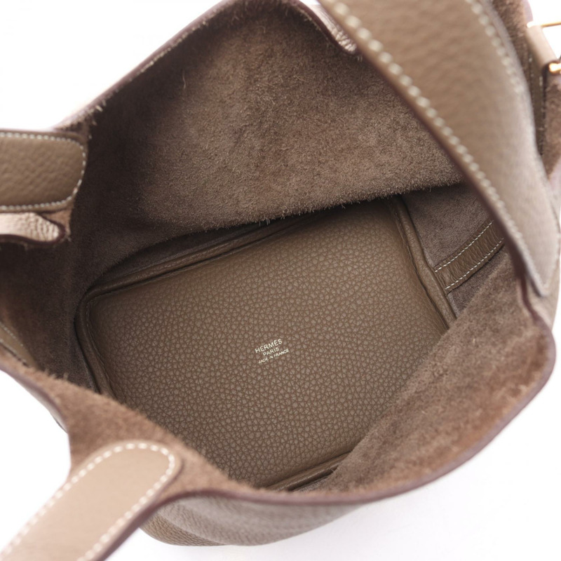 愛馬仕 Picotin Lock PM 手提包 056289CC Clemence 皮革 Etoupe 灰色 二手-2