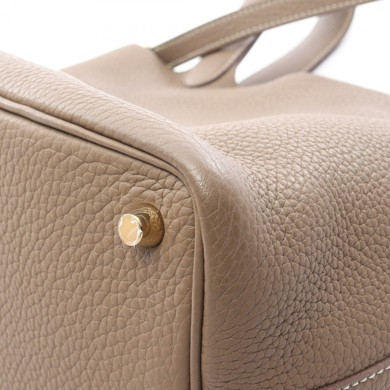 愛馬仕 Picotin Lock PM 手提包 056289CC Clemence 皮革 Etoupe 灰色 二手-5