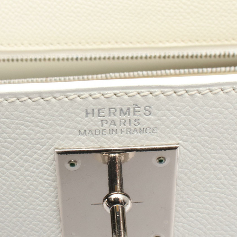 愛馬仕 Kelly 32 單肩手提包，內襯 H 字縫線，Epsom 皮革，白色 SHW，二手-3