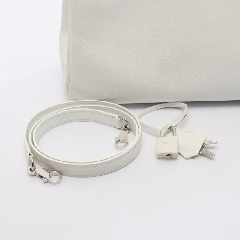 愛馬仕 Kelly 32 單肩手提包，內襯 H 字縫線，Epsom 皮革，白色 SHW，二手-5