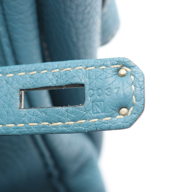 愛馬仕 Birkin 35 手提包，Togo 皮革，藍色牛仔藍，SHW，二手女款-4